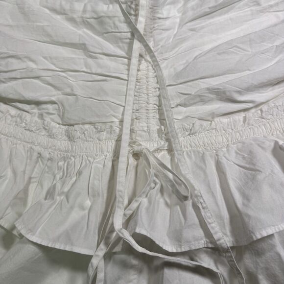CIRCUS NY Elyse Cotton Halter Romper White Ruffle Pockets New Womens Large - Picture 2 of 10